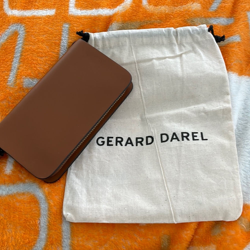 NWT - Gerard Darel wallet - cognac/brown leather w/gold hardware and dust bag
